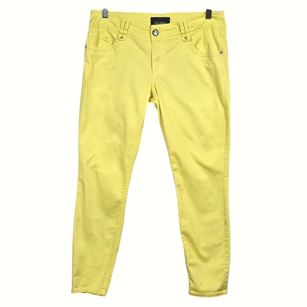 Y2K Baby‎ Phat Skinny Jeans Womens 11 Yellow Low Rise McBling Denim Rhinestones